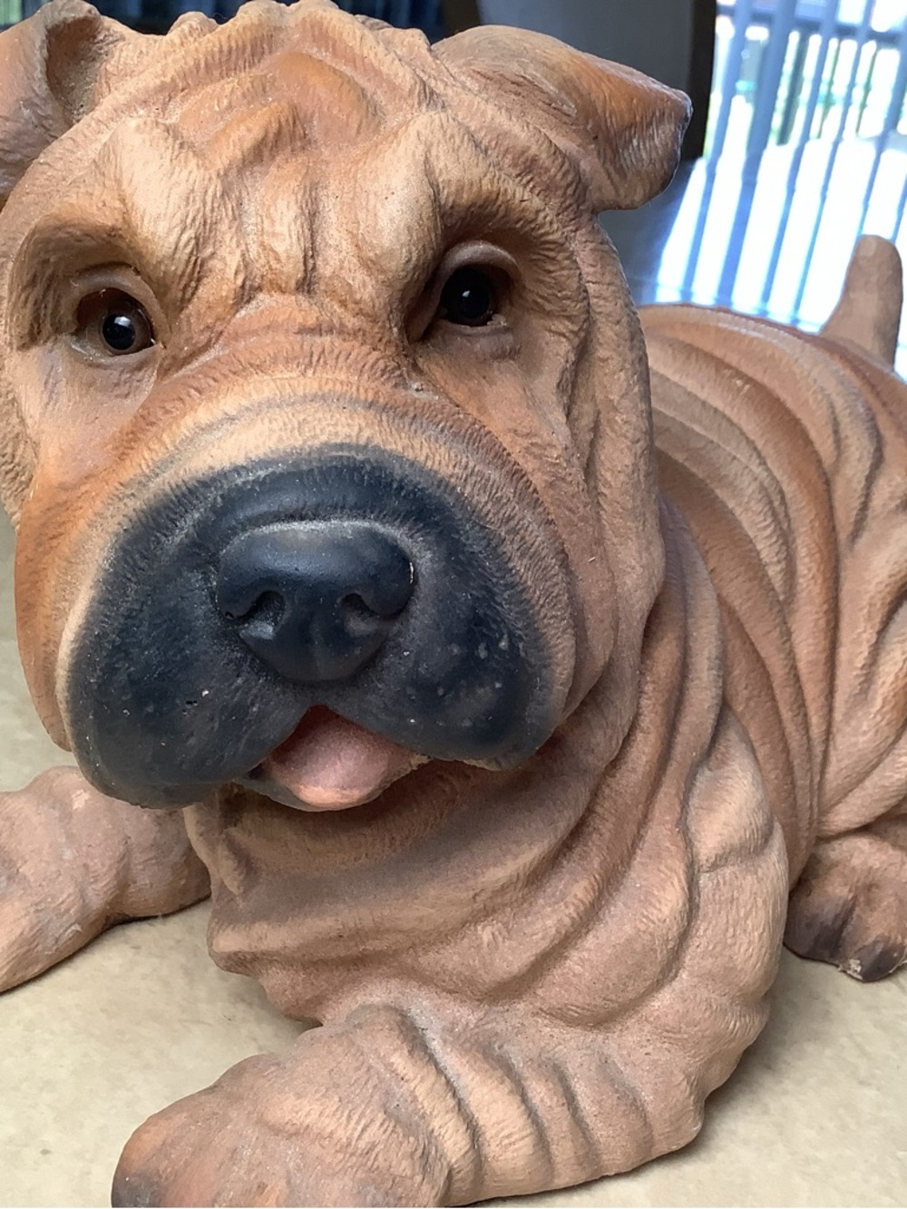Vintage Universal Statuary Corp Brown Shar-Pei Dog Figurine - Realistic Resin